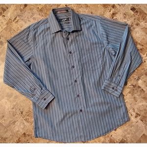 Forsyth mens blue stripe dress shirt, neck size 16, GUC